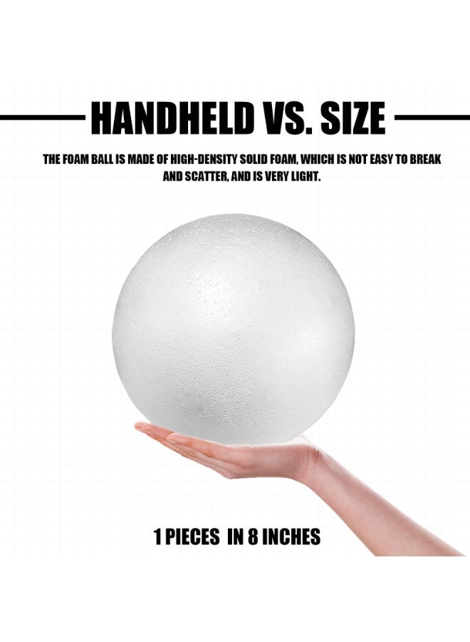 CRAFT MAGIC 8 Inch Large White Styrofoam Ball – 1 Piece Smooth Solid Foam Sphere for DIY Crafts, School Projects & Home Decorations - Image 3
