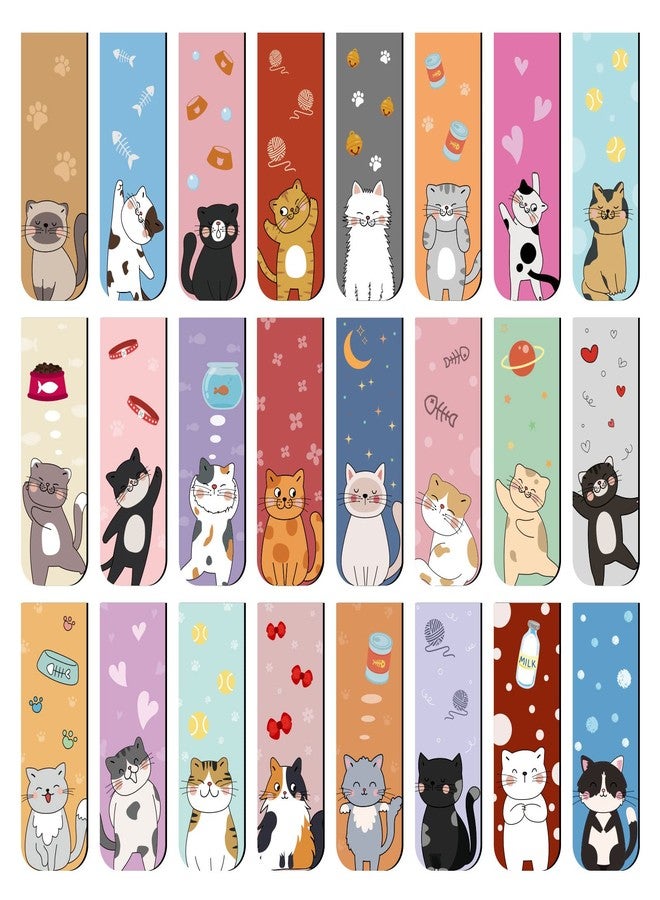 Prudiut 48 Pcs Magnetic Bookmarks Cats Magnets Bookmark Clips Party Favors Book Lovers Gifts Cute Book Marks for Reading Women Kids Christmas Stocking Stuffers Book Reading Accessories, 24 Designs (Cat) - Image 1