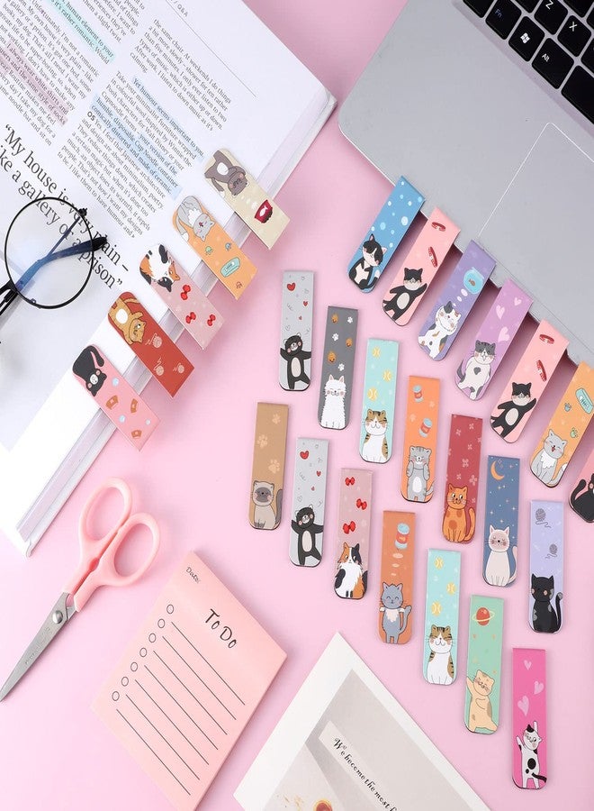 Prudiut 48 Pcs Magnetic Bookmarks Cats Magnets Bookmark Clips Party Favors Book Lovers Gifts Cute Book Marks for Reading Women Kids Christmas Stocking Stuffers Book Reading Accessories, 24 Designs (Cat) - Image 3