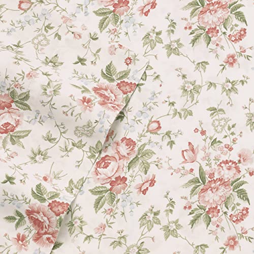 Laura Ashley - King Sheet Set, Buttery-Soft Bed Sheets with a Naturally Silky Smooth Cotton Sateen Lightweight Feel - Matching Pillowcases & Fitted Sheet (Lilian Coral) - Image 2