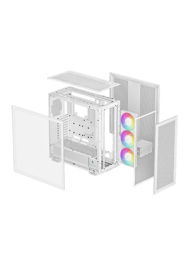 DEEPCOOL MORPHEUS WH – White Modular High-Airflow ATX+ Case with Dual‑Chamber Design, 420 mm Trinity ARGB Fan, Dual Info Display, Vertical GPU Mount & E‑ATX Support - White - Image 4