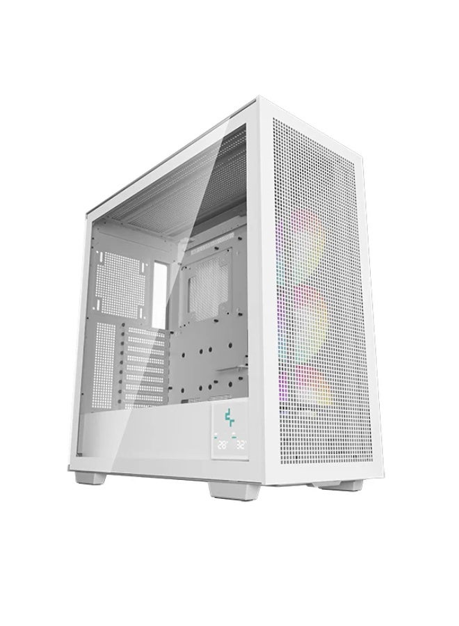 DEEPCOOL MORPHEUS WH – White Modular High-Airflow ATX+ Case with Dual‑Chamber Design, 420 mm Trinity ARGB Fan, Dual Info Display, Vertical GPU Mount & E‑ATX Support - White - Image 1