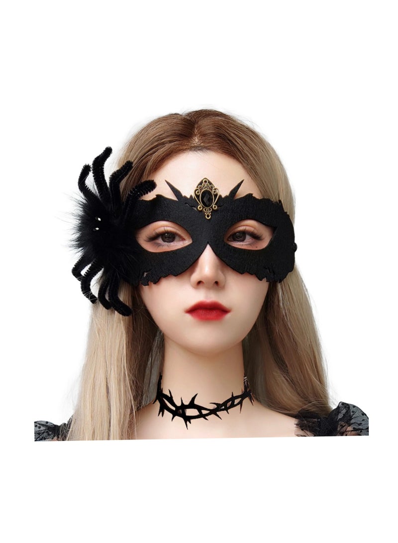 SYOSI Black Masquerade Mask for Women, Halloween Mask, Spider Half Face Costume Mask, Fancy Dress Eye Mask Veil for Cosplay Party Girls Women (Size: 28x17x1.8 cm, Necklace: 17x14x1 cm) - Image 2