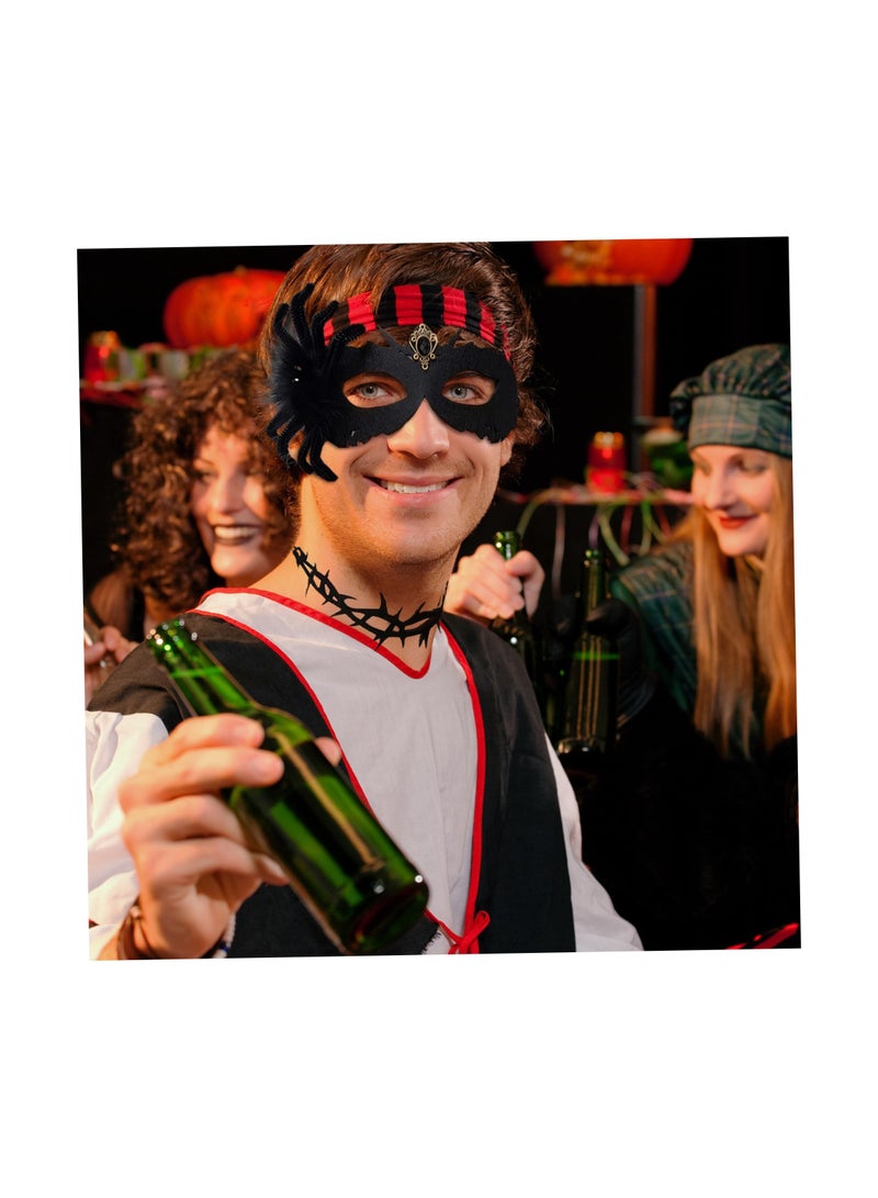 SYOSI Black Masquerade Mask for Women, Halloween Mask, Spider Half Face Costume Mask, Fancy Dress Eye Mask Veil for Cosplay Party Girls Women (Size: 28x17x1.8 cm, Necklace: 17x14x1 cm) - Image 4