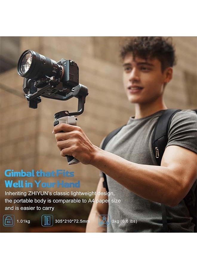 Zhiyun - ZHIYUN CINEPEER Weebill 3E[Official], 3-Axis Lightweight Gimbal Stabilizer for DSLR & Mirrorless Camera Canon/Sony/Panasonic/Nikon, 3KG Payload, Native Vertical Shooting, Bluetooth Shutter Control - Image 1