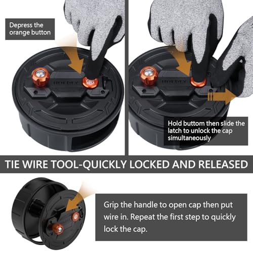 Holdly Lightweight Aluminum Tie Wire Reel Quick-Lock and Release Mechanism, Tie Wire Stripper Designed for 12-18 Gauge Wires. Dual-Sided Rewind Knob for Left or Right-Handed Operation - Image 2