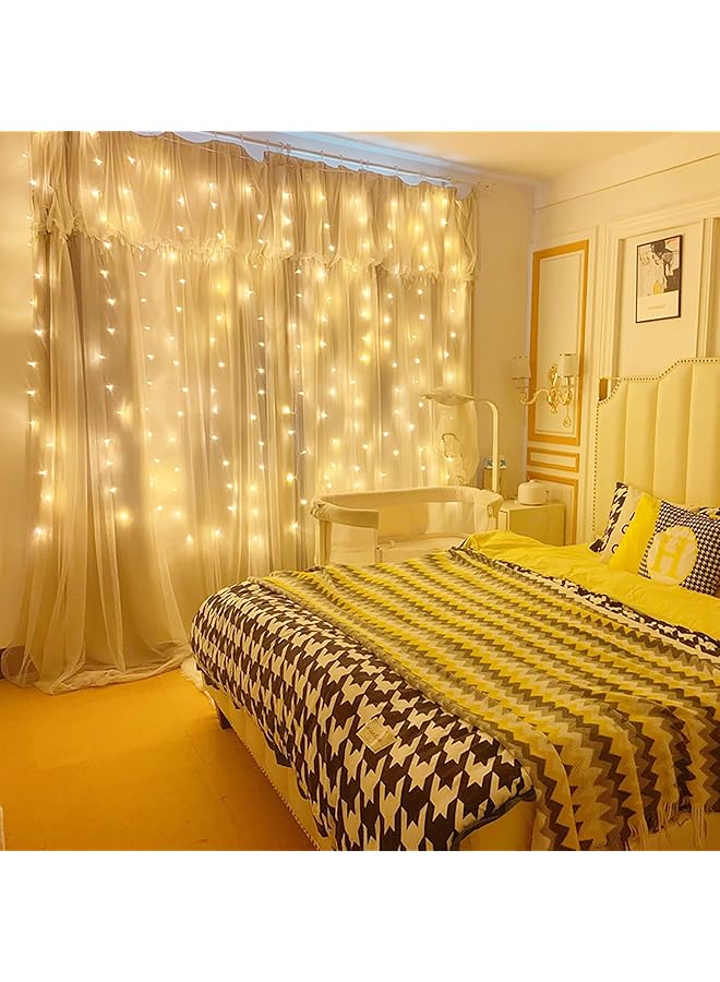 erorex 300 Led 9.8Ft X9.8Ft Warm White Fairy Lights Indoor Outdoor Waterproof Usb Powered 8 Lighting Modes Curtain String Lights - Image 3