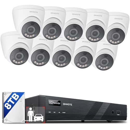 أون ووت Onwote Onwote Security Camera System Poe Hdd 12 Million Pixels 2 Way Talk Smart Color Night 10x Cameras With IMX577 Image Sensor 16ch Commercial Nvr 10x Cables