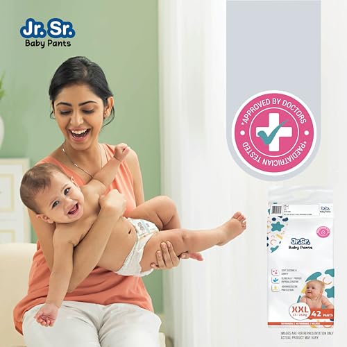 Jr. Sr. Baby Diaper Pants | XXL Size (15-25 kg), 42 Count | Pack of 1 | Upto 12 hr Absorption with Advanced Leak Protection | Safe For Babies Skin | Soft, Secure & Comfy - Image 2