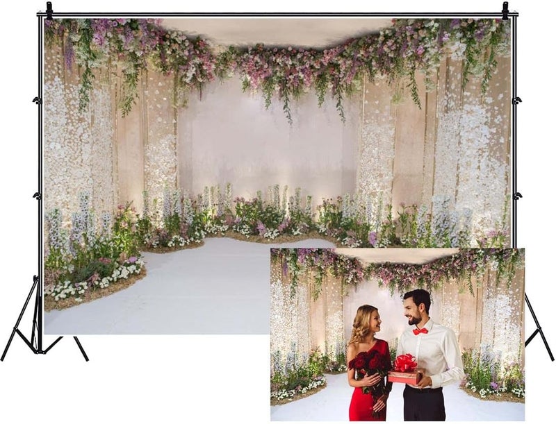 AOFOTO 8x6ft Wedding Ceremony Backdrop with Romantic Flower Canopy Design - Image 1