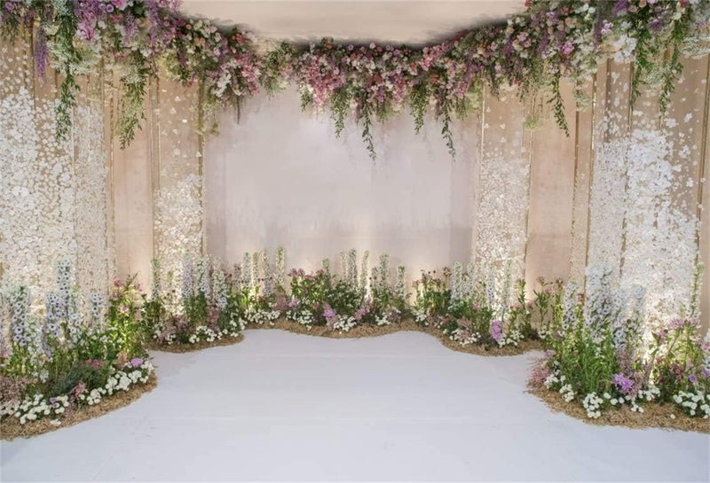 AOFOTO 8x6ft Wedding Ceremony Backdrop with Romantic Flower Canopy Design - Image 4