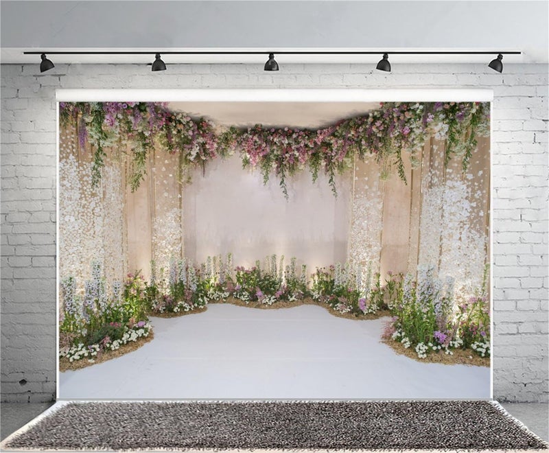 AOFOTO 8x6ft Wedding Ceremony Backdrop with Romantic Flower Canopy Design - Image 3