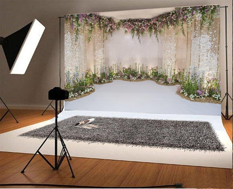 AOFOTO 8x6ft Wedding Ceremony Backdrop with Romantic Flower Canopy Design - Image 2