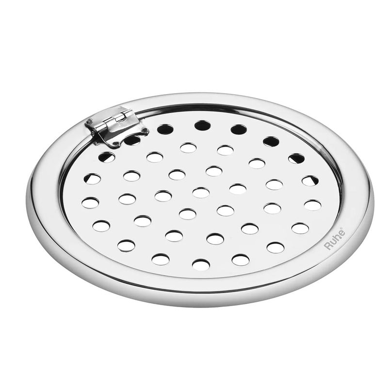 RUHE Ruhe® Plain Round Floor Drain | Premium Grade Stainless Steel Plain Round Jali with Hinged Grating Top Floor Drainer/Jali Set of 1 (5 Inch) - Image 1