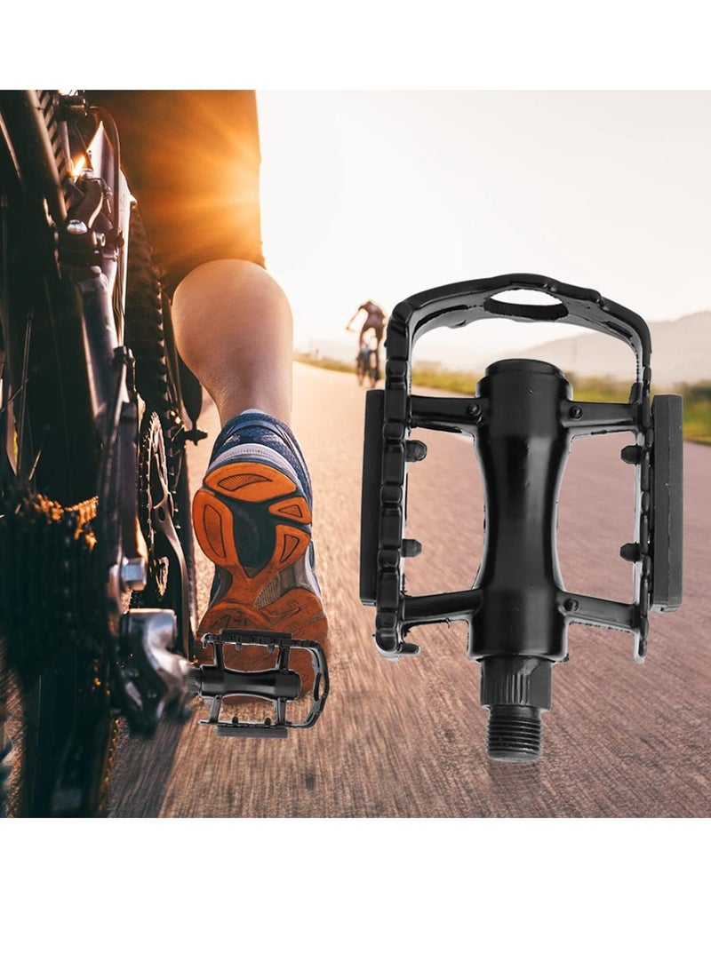 Meetion 1 Pair Pedals Aluminum Lightweight Black Aluminum Alloy Pedals for Mountain Bikes and Road Bikes, Replacement Part - Image 2