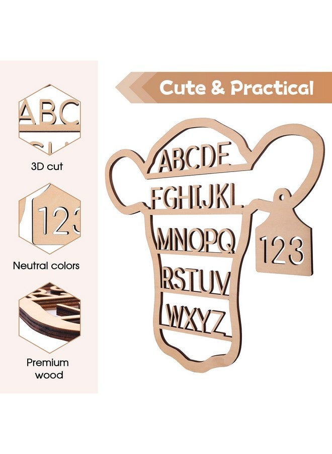 Nichake Western Nursery Wall Decor Neutral Cow Alphabet Wall Art,3D Cut ABC Letters Signs,Boho Wall Decor for Nursery, Bedroom, Playroom,and Kids Room - Image 2