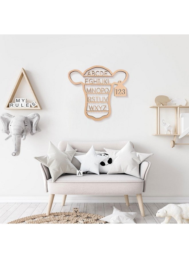 Nichake Western Nursery Wall Decor Neutral Cow Alphabet Wall Art,3D Cut ABC Letters Signs,Boho Wall Decor for Nursery, Bedroom, Playroom,and Kids Room - Image 4
