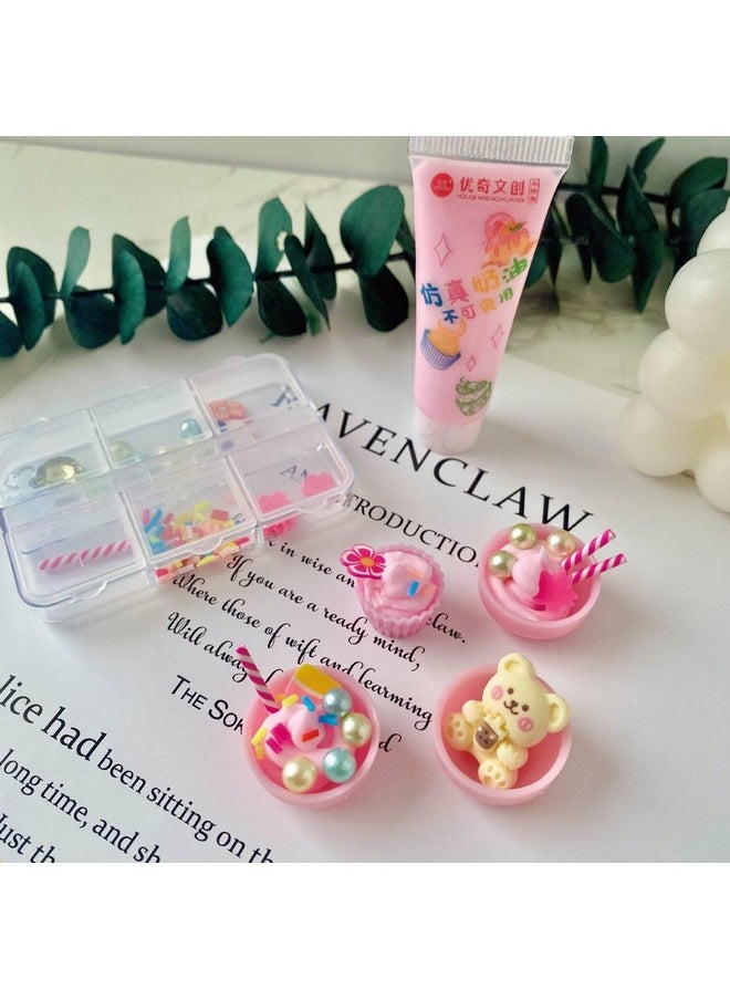 Yellow Bee - Yellow Bee Cup Cakes Themed DIY Resin Craft Kits with Beads and Sequins, 2 Sets, Blue & Pink - Image 1