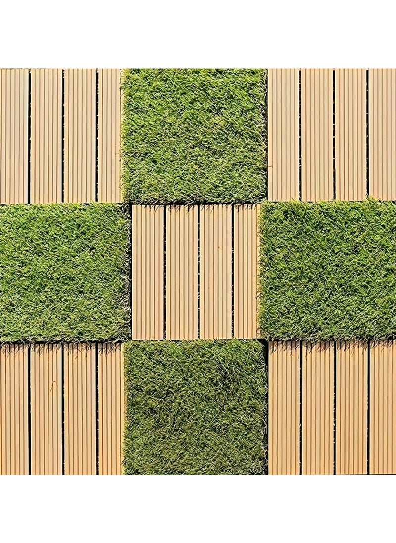 LINGWEI 9-Piece Artificial Grass and Plastic Interlocking Tile Set – Durable and Weather-Resistant Flooring for Indoor and Outdoor Decoration  - Image 1