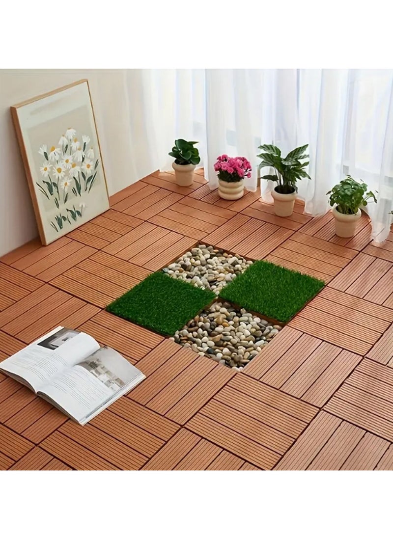 LINGWEI 9-Piece Artificial Grass and Plastic Interlocking Tile Set – Durable and Weather-Resistant Flooring for Indoor and Outdoor Decoration  - Image 2