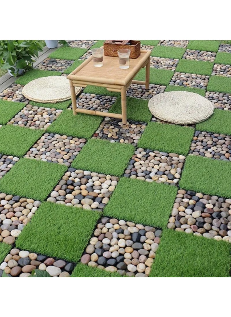 LINGWEI 9-Piece Artificial Grass and Plastic Interlocking Tile Set – Durable and Weather-Resistant Flooring for Indoor and Outdoor Decoration  - Image 3