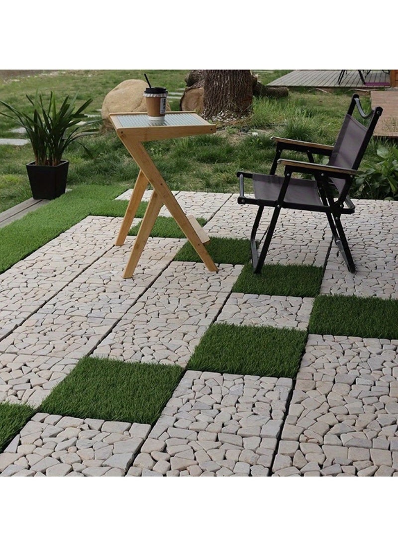 LINGWEI 9-Piece Artificial Grass and Plastic Interlocking Tile Set – Durable and Weather-Resistant Flooring for Indoor and Outdoor Decoration  - Image 4