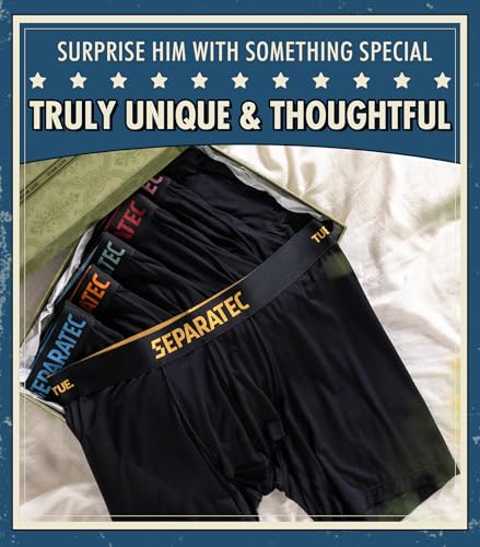 Separatec Dual Pouch Mens Underwear Breathable Cooling Rayon Made from Bamboo Underwear Men, Boxer Briefs and Trunks 7 Pack（L,Black） - Image 2