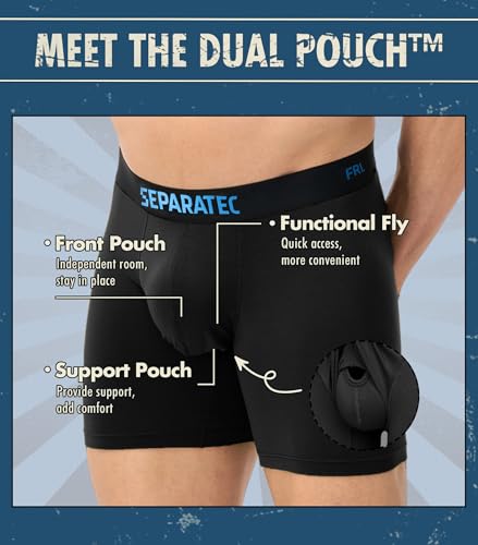Separatec Dual Pouch Mens Underwear Breathable Cooling Rayon Made from Bamboo Underwear Men, Boxer Briefs and Trunks 7 Pack（L,Black） - Image 3