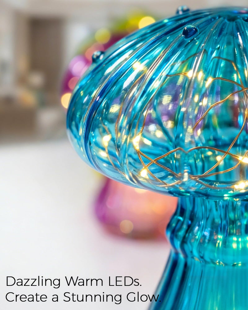 Nacome Glass Mushroom Table Lamp: Set of 4 Colored Small Cute LED Night Light Home Decor for Bedroom Desk - Birthday Gifts for Mom Women - Image 5