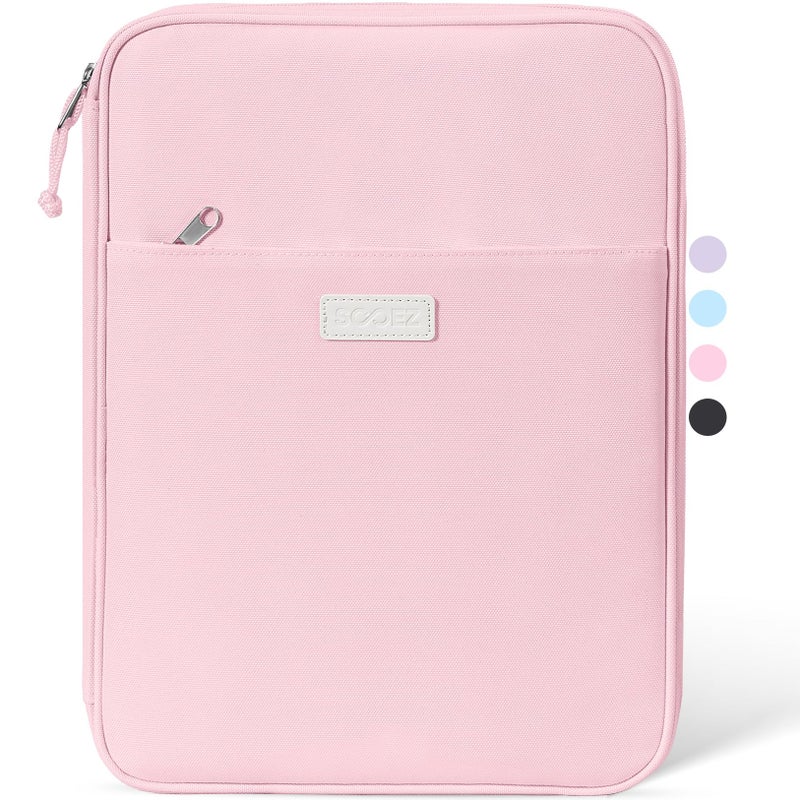 Sooez Zipper Binder Bag, 1 Inch Binders 3 Ring O-Ring, 5-Tab Dividers Expanding File Folder, 420-Sheet Capacity Three Ring Binder, Cute Organizer Storage for Student School Classroom Supplies, Pink - Image 1