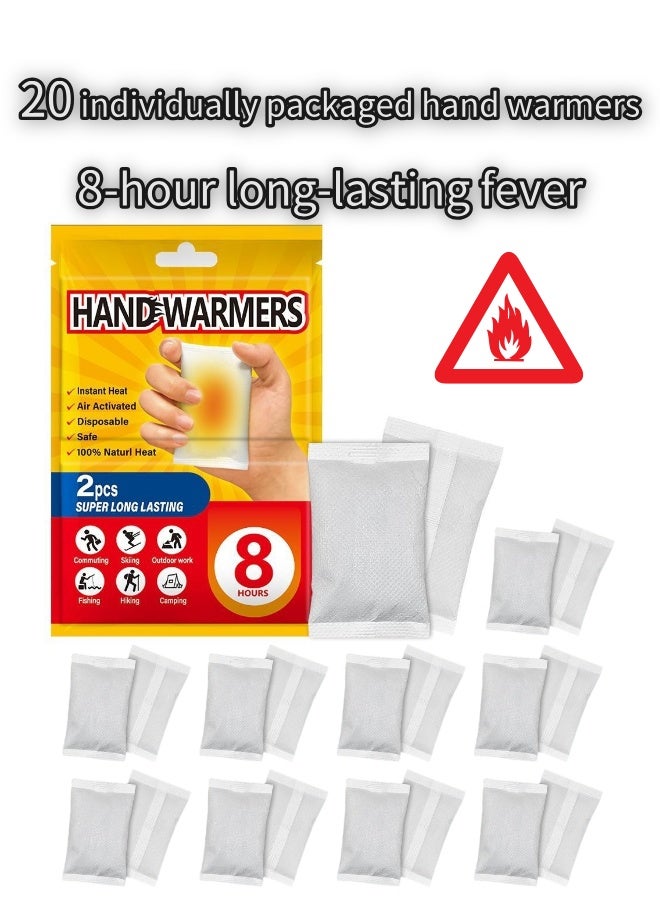 20pcs Long-Lasting 8+-Hour Hand Warmers for UAE - Reusable & Portable Heating Pads, Instant Warmth for Winter, Camping, Travel & Outdoor Activities - Image 1