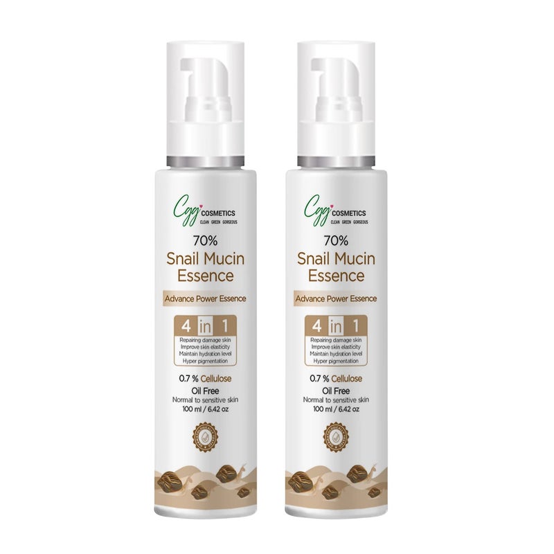 CGG Cosmetics CGG Cosmetics 70 Snail Mucin Essence 07 Cellulose Oil Free collagen booster barrier repair for men  women All Skin Types  100ml PACK OF 2  - Image 1