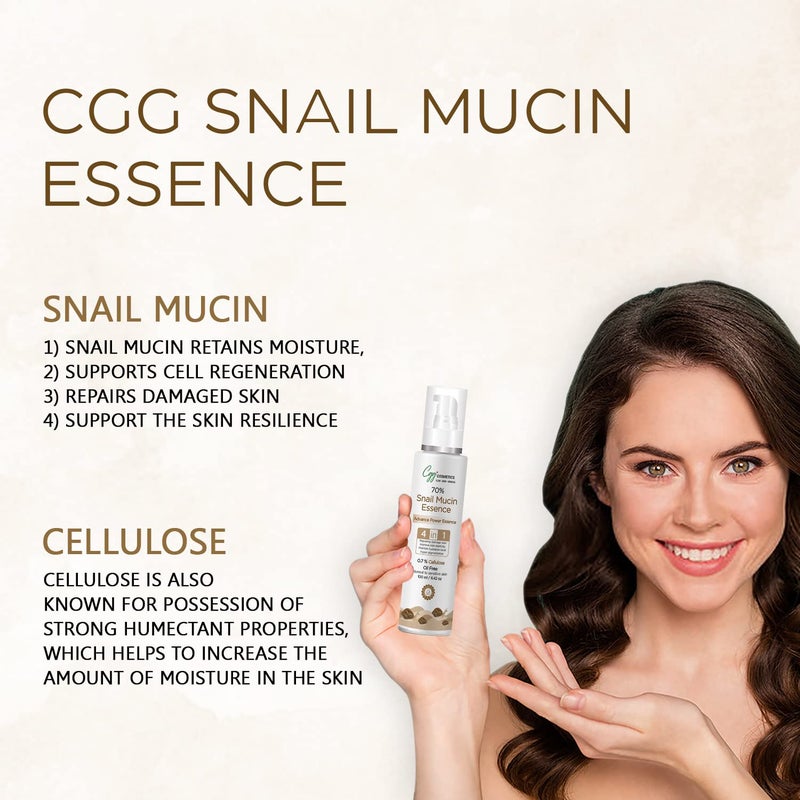 CGG Cosmetics CGG Cosmetics 70 Snail Mucin Essence 07 Cellulose Oil Free collagen booster barrier repair for men  women All Skin Types  100ml PACK OF 2  - Image 3