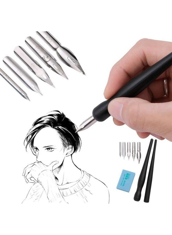 Estink Manga Cartoon Comic Dip Pen Set1 Set Calligraphy Dip Pens Manga Artist Cartoon Comic Drawing Painting Kit Tool With 2 Pen Holders And 5 Nibs - Image 3
