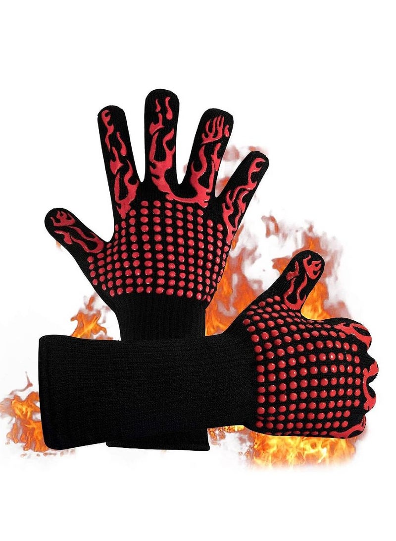 BBQ Gloves,1472℉(800℃) Extreme Heat Resistant Grill Gloves,14 inch Ultra-Long Wrist Cooking Gloves for Barbecue,Cooking  - Image 1