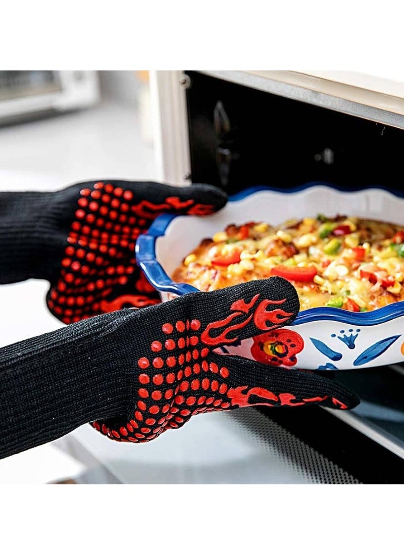 BBQ Gloves,1472℉(800℃) Extreme Heat Resistant Grill Gloves,14 inch Ultra-Long Wrist Cooking Gloves for Barbecue,Cooking  - Image 2