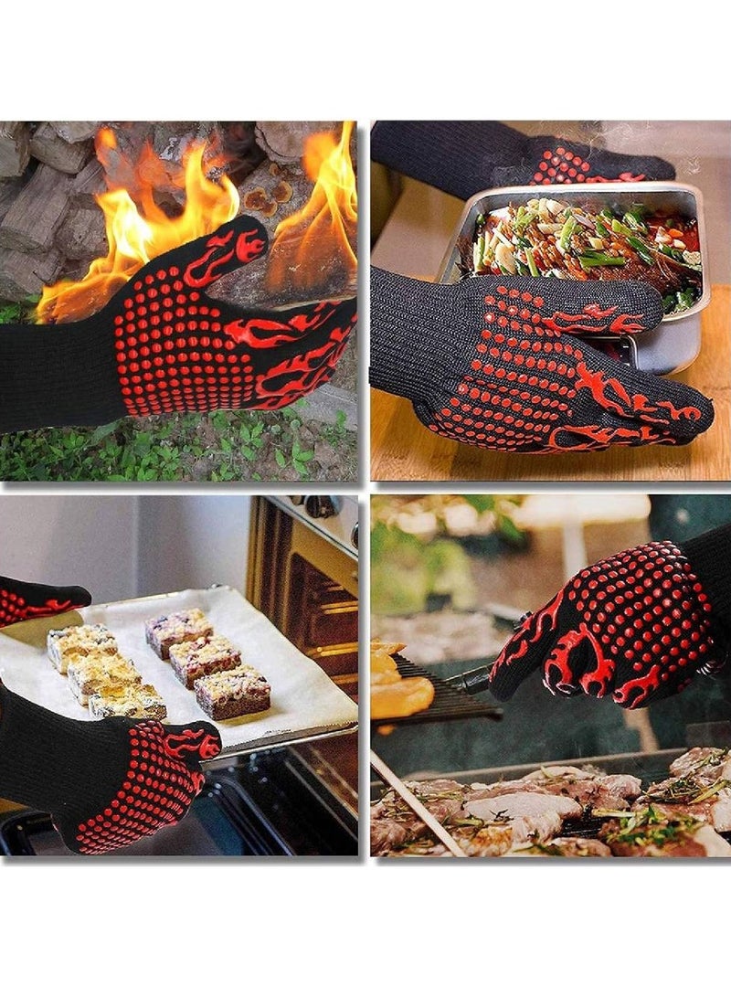 BBQ Gloves,1472℉(800℃) Extreme Heat Resistant Grill Gloves,14 inch Ultra-Long Wrist Cooking Gloves for Barbecue,Cooking  - Image 3