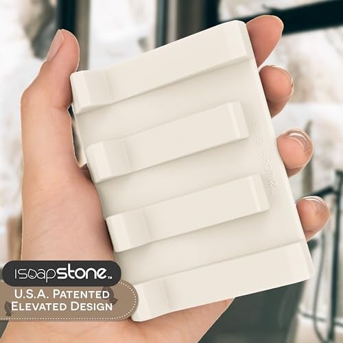 iSoapStone Silicone Soap Dish (USA Patented) Self Draining Bar Soap Holder for Shower Bathroom Sink, Drying Soap Dish Tray Sponge Holder Easy Cleaning Soap Saver Travel Accessories (Beige, 1) - Image 2