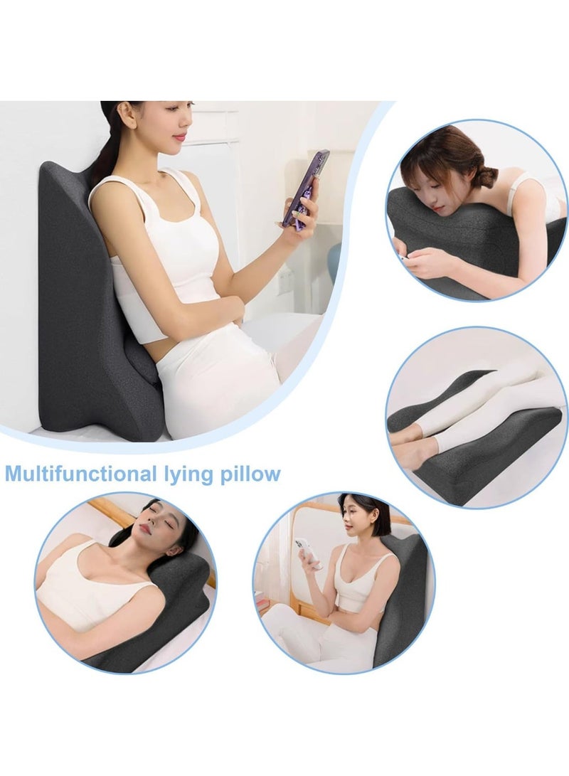 Adult Ergonomic Memory Foam Bed Triangle Wedge Pillow Headboard for Sitting up Back Neck Pain Relief with Face Down Massage Prone Pillow Function for Reading, with Washable Cover - Image 4