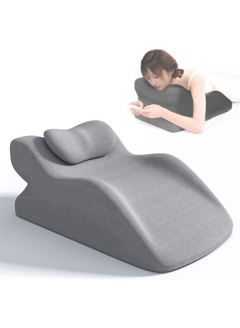 Adult Ergonomic Memory Foam Bed Triangle Wedge Pillow Headboard for Sitting up Back Neck Pain Relief with Face Down Massage Prone Pillow Function for Reading, with Washable Cover - Image 1