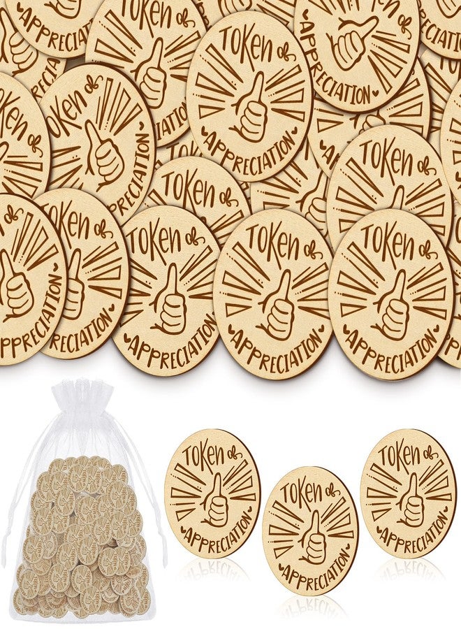 Colingmill 120 Pcs Token of Appreciation Coins Appreciation Tokens Bulk Wooden Kindness Coins Thank You Tokens for Student Awards School Supplies Kids Behavior Employee Nurse Coworker(Thumbs up) - Image 1