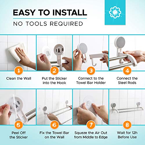 NEVADRILL Stainless Steel Wall Mounted Self Adhesive Towel Napkin Holder Bar for Bathroom and Kitchen [Nr-1338], Silver - Image 5
