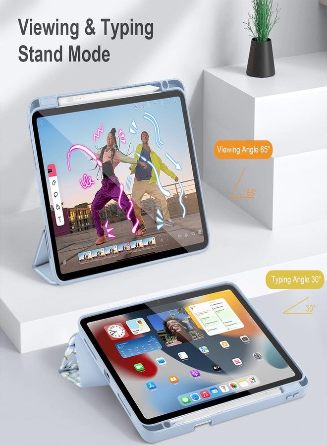 May Chen for iPad Pro 11 inch M2 4th Generation 2022, iPad Pro 11 3rd/2nd/1st Gen, Case with Transparent Shockproof Back Cover [Built-in Pencil Holder, Auto Sleep/Wake, Blue Wild Flowers - Image 5