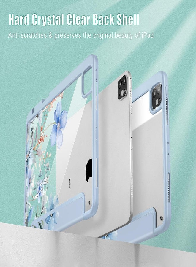 May Chen for iPad Pro 11 inch M2 4th Generation 2022, iPad Pro 11 3rd/2nd/1st Gen, Case with Transparent Shockproof Back Cover [Built-in Pencil Holder, Auto Sleep/Wake, Blue Wild Flowers - Image 4