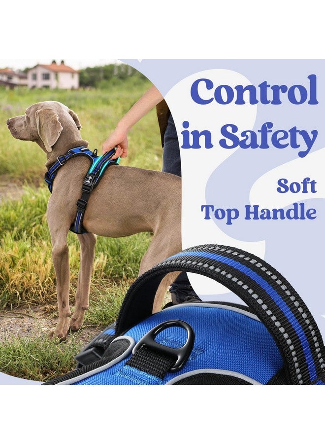 رابيتجو تسخير الكلاب من rabbitgoo متوسط الحجم، تسخير للحيوانات الأليفة بدون سحب مزود بثلاثة أبازيم، سترة مبطنة ناعمة قابلة للتعديل مع مقبض تحكم فوري، سترة عاكسة للحيوانات الأليفة سهلة المشي للكلاب متوسطة الحجم، أزرق، مقاس M - Image 5