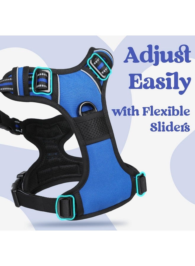 رابيتجو تسخير الكلاب من rabbitgoo متوسط الحجم، تسخير للحيوانات الأليفة بدون سحب مزود بثلاثة أبازيم، سترة مبطنة ناعمة قابلة للتعديل مع مقبض تحكم فوري، سترة عاكسة للحيوانات الأليفة سهلة المشي للكلاب متوسطة الحجم، أزرق، مقاس M - Image 4