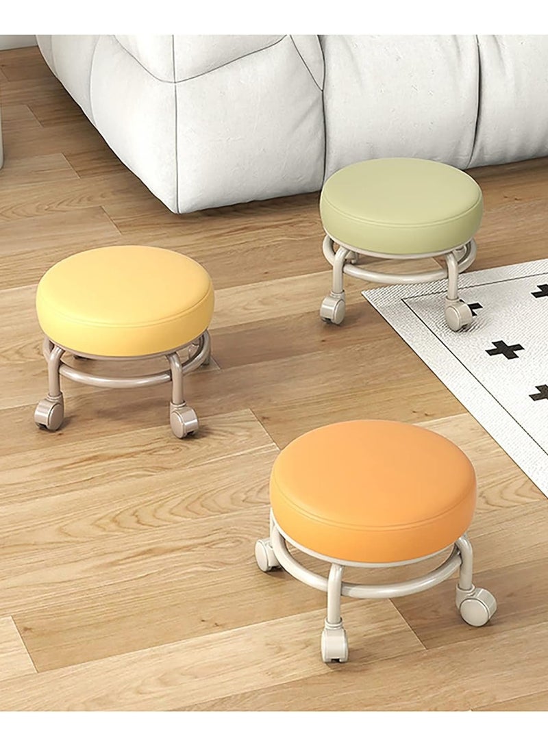 DubaiGallery Rolling Stools with 4 Wheels, Modern Low Seat Stool with Wheels for Home, Office, Shop, Living Room, Kitchen, Garage or Sofa, Footstool, Modern Rolling Seat - Image 3