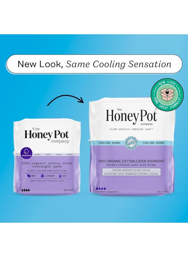 The Honey Pot Company - Herbal-Infused Menstrual Pads With Wings Overnight 12 - Image 2