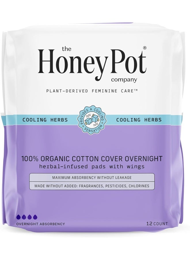 The Honey Pot Company - Herbal-Infused Menstrual Pads With Wings Overnight 12 - Image 1