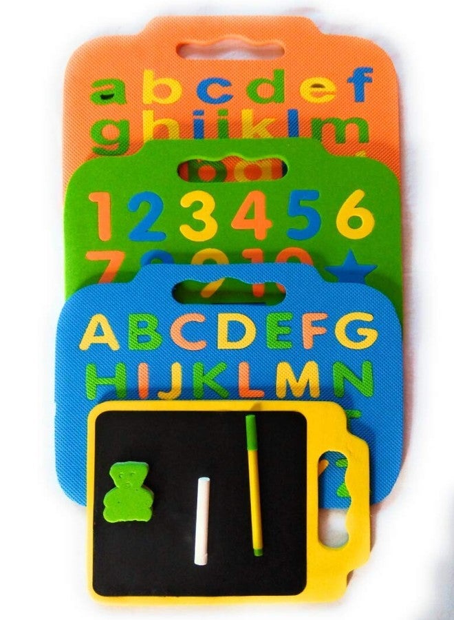 FUTUREZ KEY ® Combo of 2in1 Board and EVA Foam Alphabets for Kids (2 Sided White Black , 69 Pieces Washable, Floating and Colourful Capital Small Letters, Numbers and Shapes) - Image 1